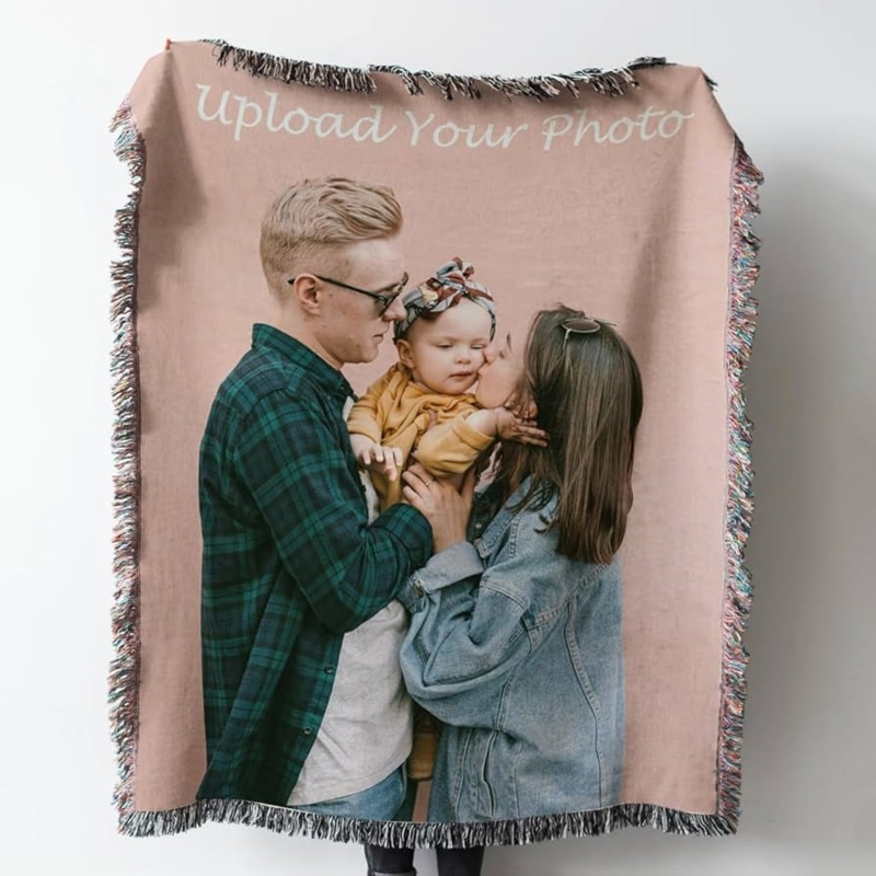 Throw Blanket, Custom Photo Design with Fringed Edges. Personalized Style.
