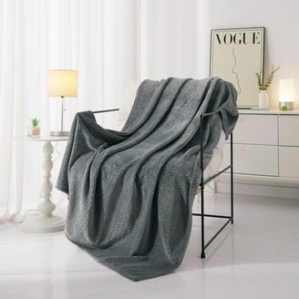 Throw Blanket Dark Forest Green Cable Knit, Wool-Like Fringe Traditional