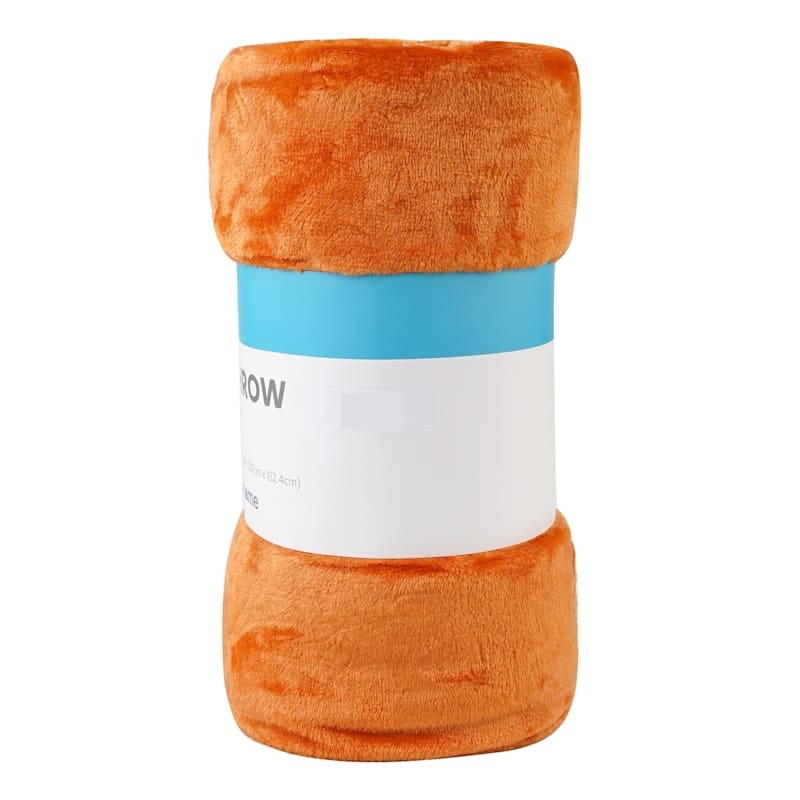 Throw Blanket Dark Orange Velvety Plush Microfiber Warm Bedding Layer