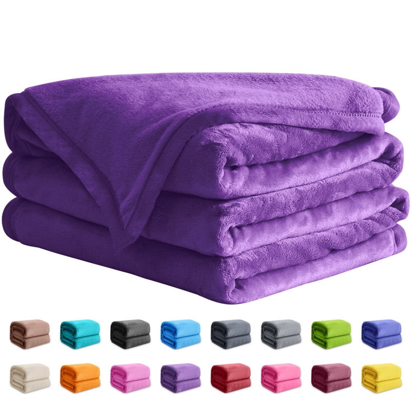 Throw Blanket, Deep Purple Fleece, White Ribbon Bow, Gift Ready
