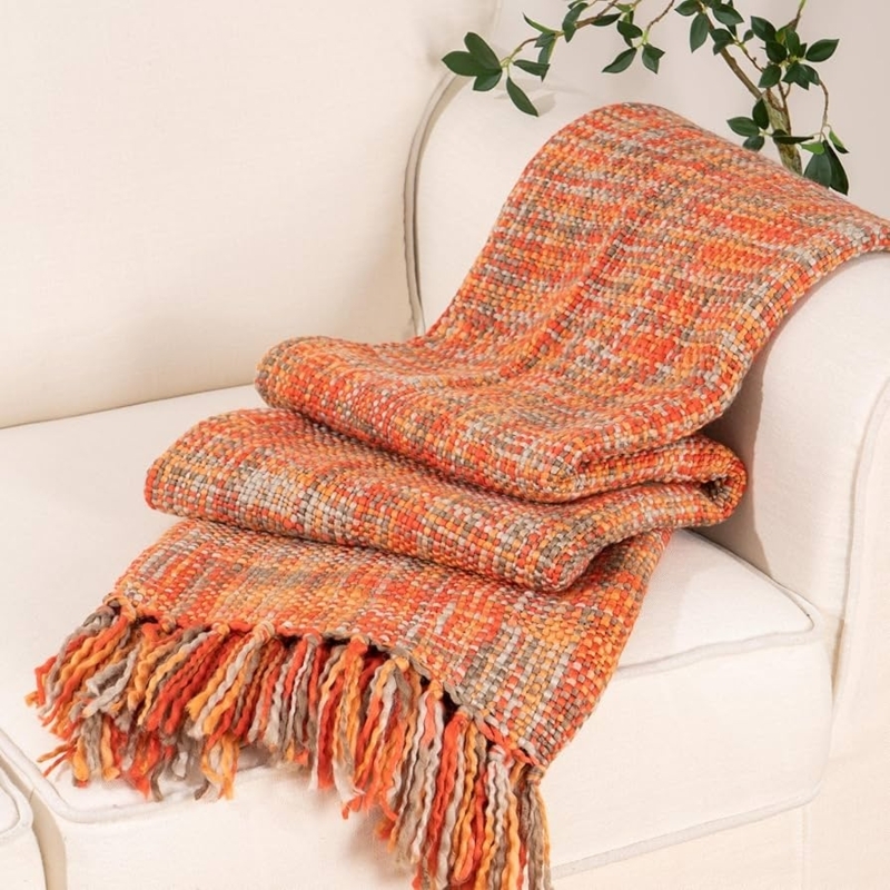 Throw Blanket Diamond Weave Oversized Corner Tassels Boho Style