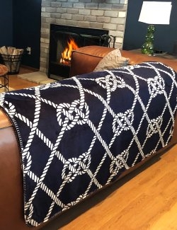 Throw Blanket, Double Plush Nautical Knot Pattern, Cozy Warm