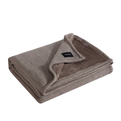 Throw Blanket Dusty Blue Jacquard Weave Chenille Like Reversible