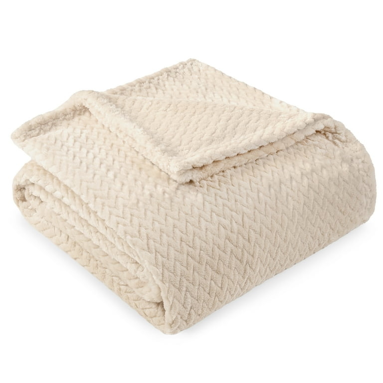 Throw Blanket featuring Checkered Texture, Plush Jacquard Fleece Fabric
