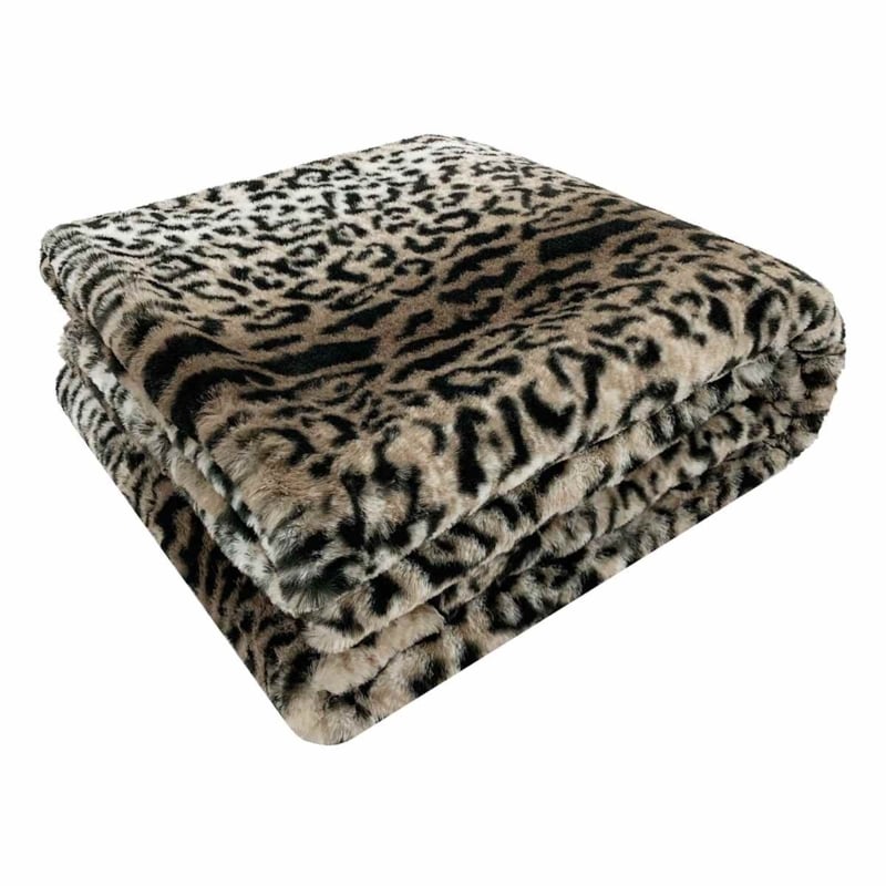 Throw Blanket featuring Hairy Pile Faux Fur Leopard Print