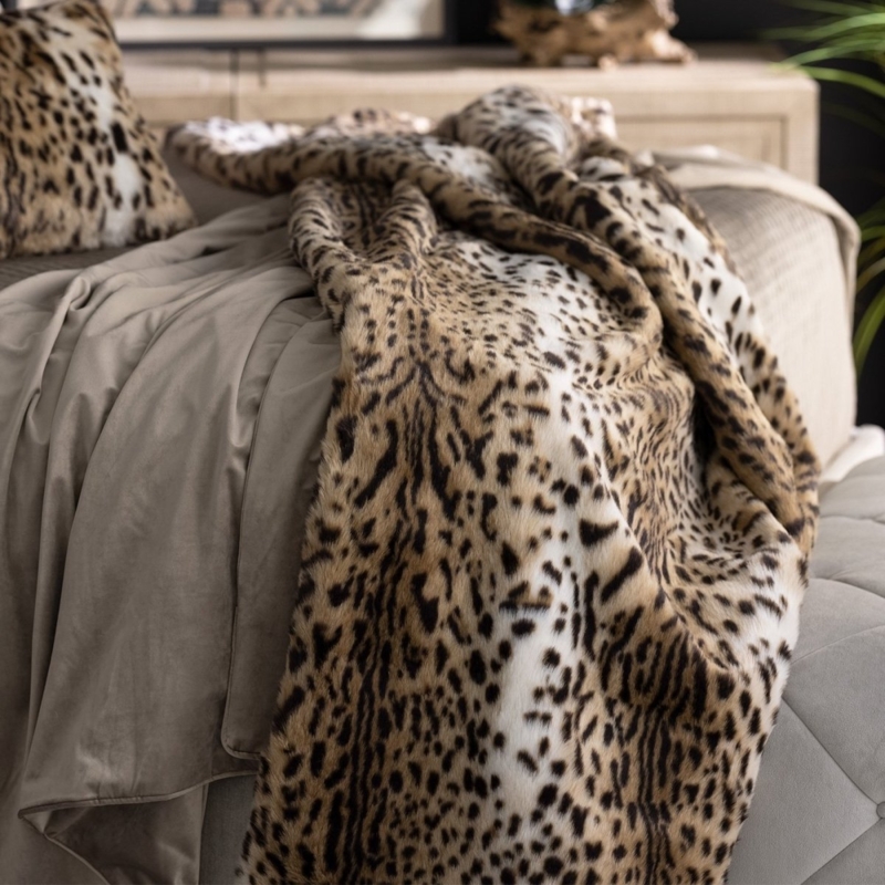 Throw Blanket featuring Plush Faux Fur Rosette Pattern