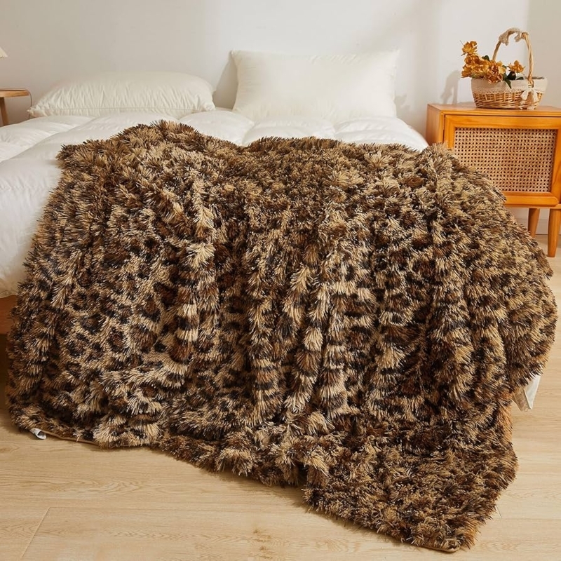 Throw Blanket featuring Shaggy Animal Print & Plush Underside