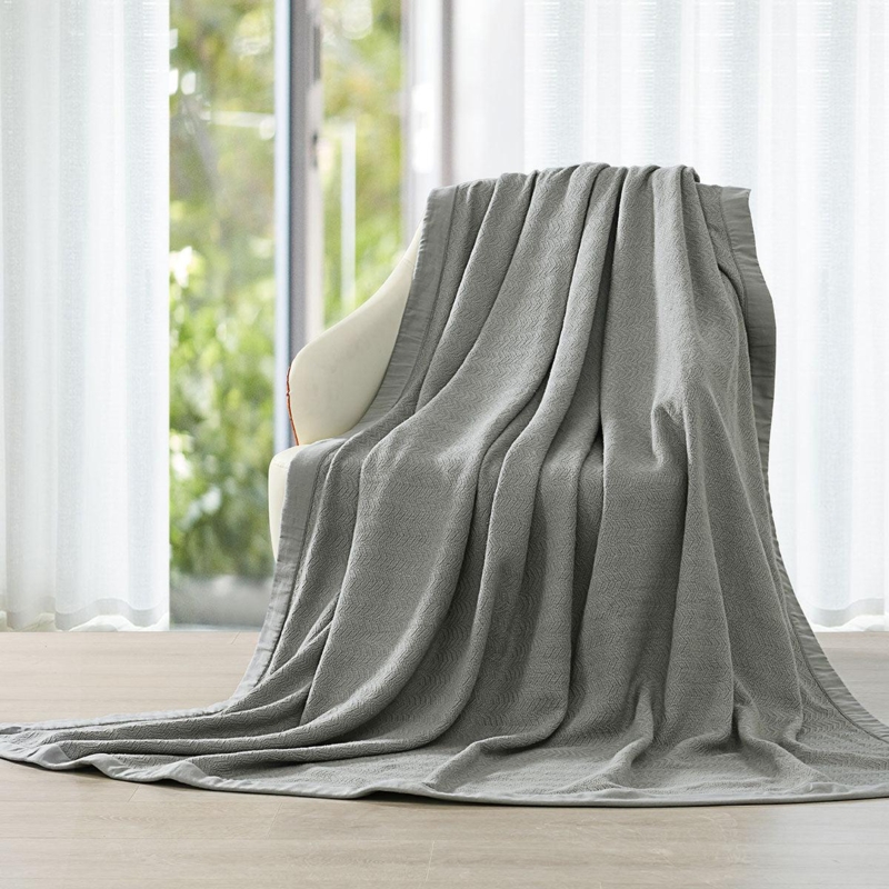 Throw Blanket | Folded Charcoal Gray Waffle Texture | Minimalist Layering