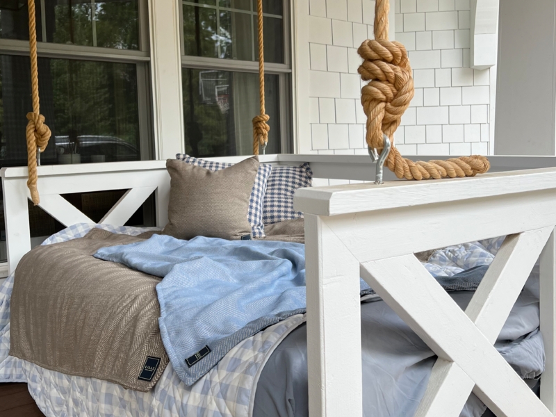 Throw Blanket for Weather-Resistant Textile Styling with Quilted Texture