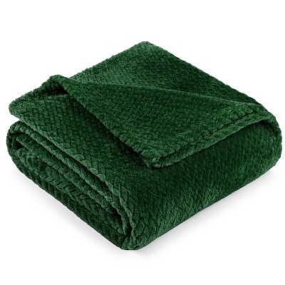 Throw Blanket Forest Green Plush Fleece Solid Matte Sofa Blanket