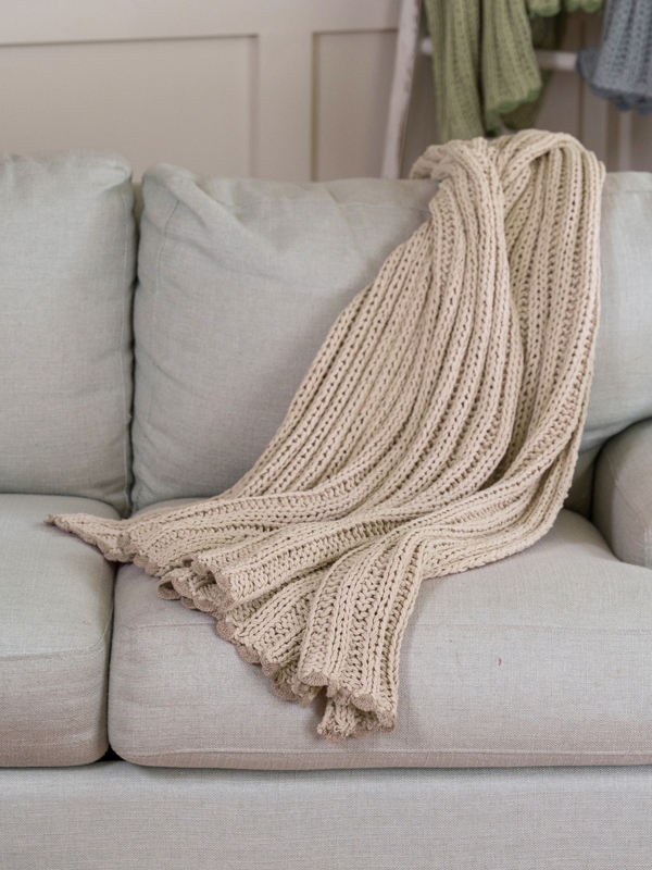 Throw Blanket Fringe Trim Tasseled Knit Throw For Chairs Organic Modern