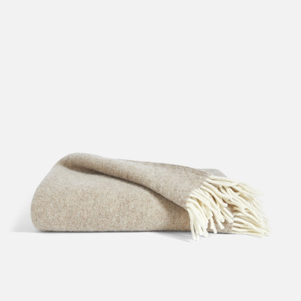 Throw Blanket Fringed Edge Woven Texture Latte Beige Tone