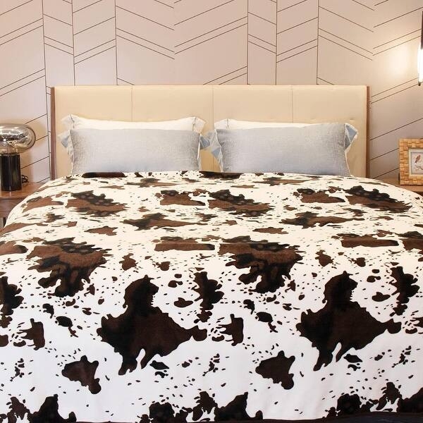 Throw Blanket Geometric Plus Sign Pattern Black White Fleece Modern