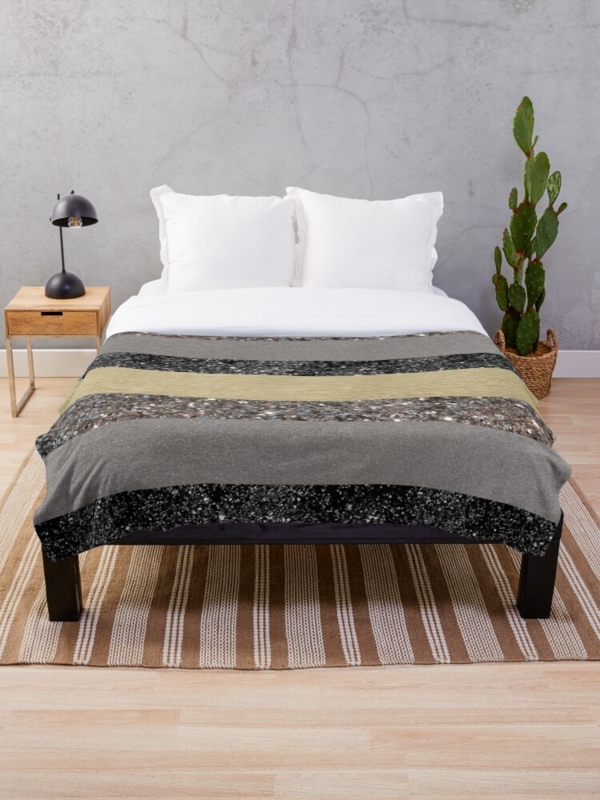 Throw Blanket Gold Silver Black Tri Color Metallic Palette