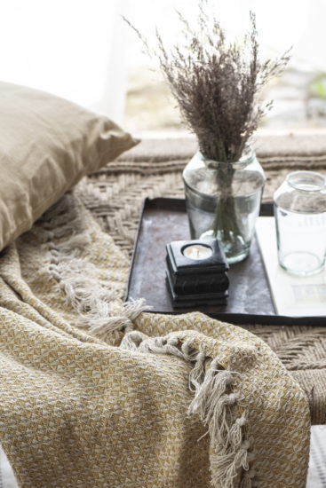 Throw Blanket Gray And Cream Woven Chevron Pattern Fringe Tassels