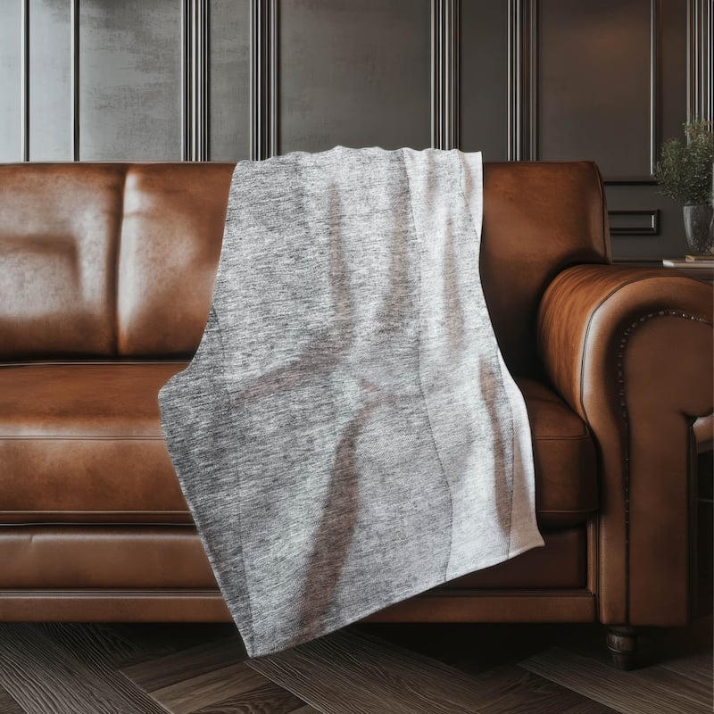 Throw Blanket Gray Ombre Sherpa Fleece Plush Gradient