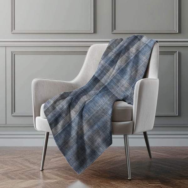 Throw Blanket Gray Plaid Pattern Sherpa Lined Farmhouse