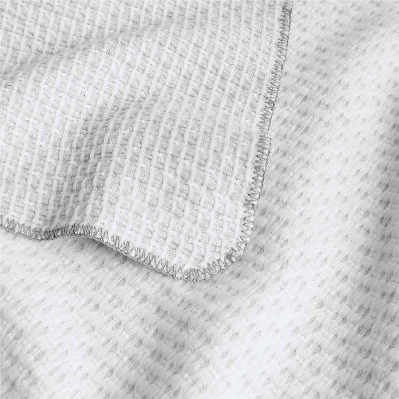 Throw Blanket Grey Herringbone Weave Fringe Edges Wool Blend