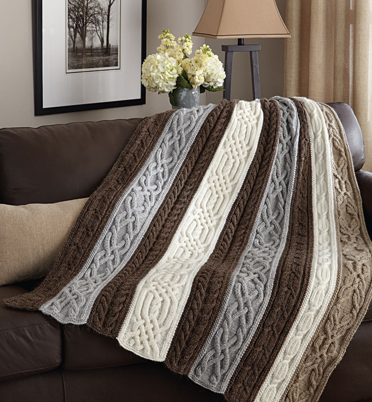 Throw Blanket Intricate Cable Twists Traditional Living Room Textile