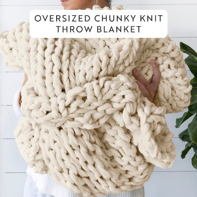 Throw Blanket Ivory Braided Weave Cable Knit Style Blanket