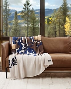 Throw Blanket Knit Texture Horse Rider Motif Southwestern Rustic