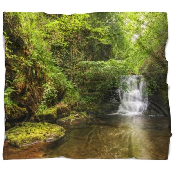 Throw Blanket Landscape Photography Water Flowing Over Rocks Fringe