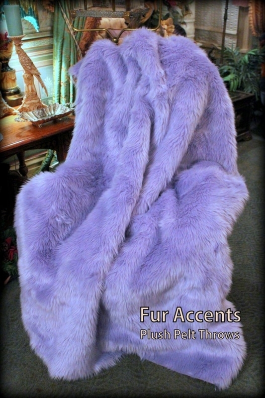 Throw Blanket, Lavender Shaggy Faux Fur, Long Pile Plush Texture