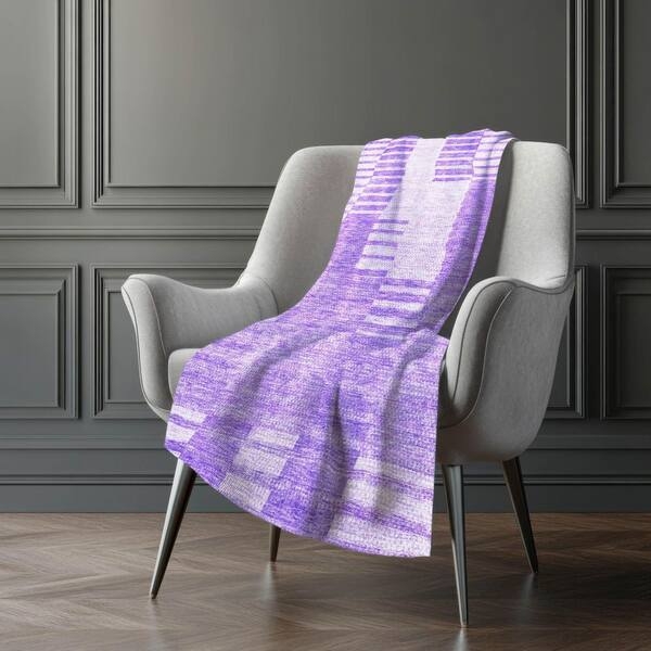 Throw Blanket Lavender Wavy Texture Sherpa Lined Plush