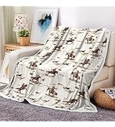 Throw Blanket, Lighthouse Starfish Print Plush Flannel, Beachy
