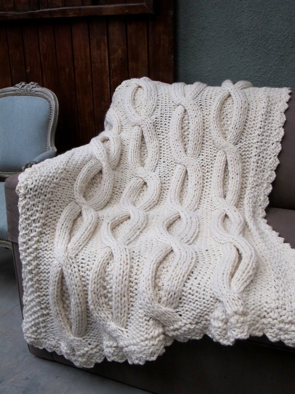 Throw Blanket Long Tassels Shabby Chic Living Room Decor Cream Textured