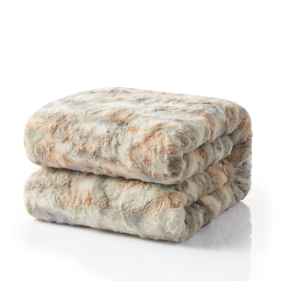 Throw Blanket Lynx Pattern Faux Fur High Pile Luxury Lodge