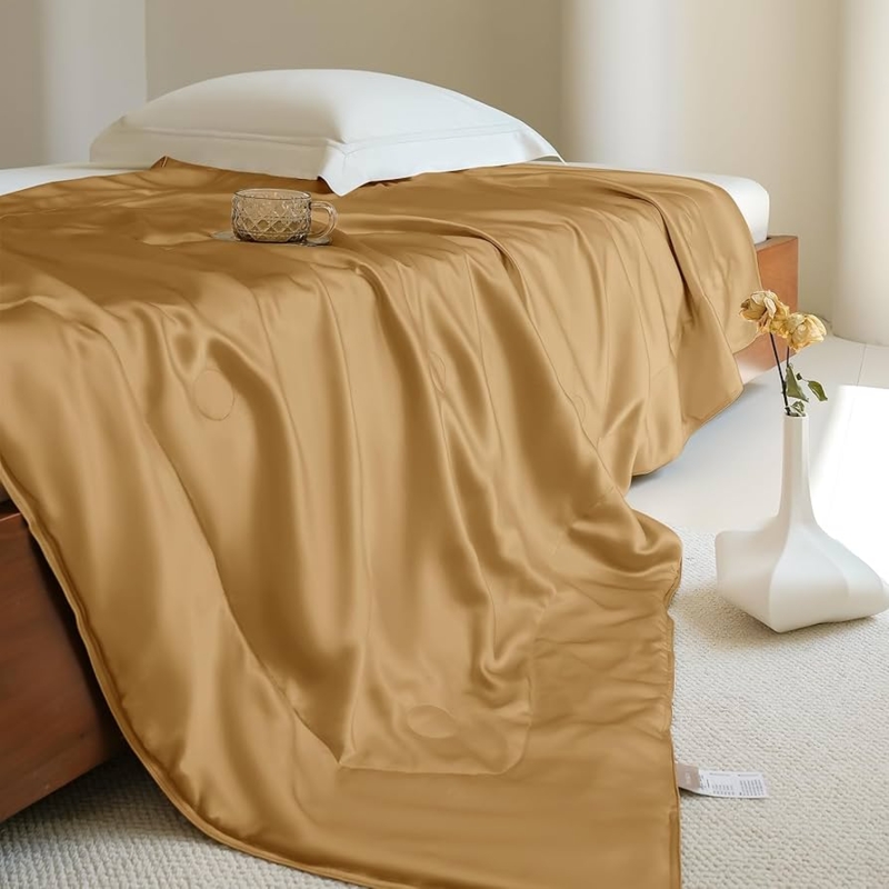 Throw Blanket Metallic Gold Square Stitch Quilting Modern Glam