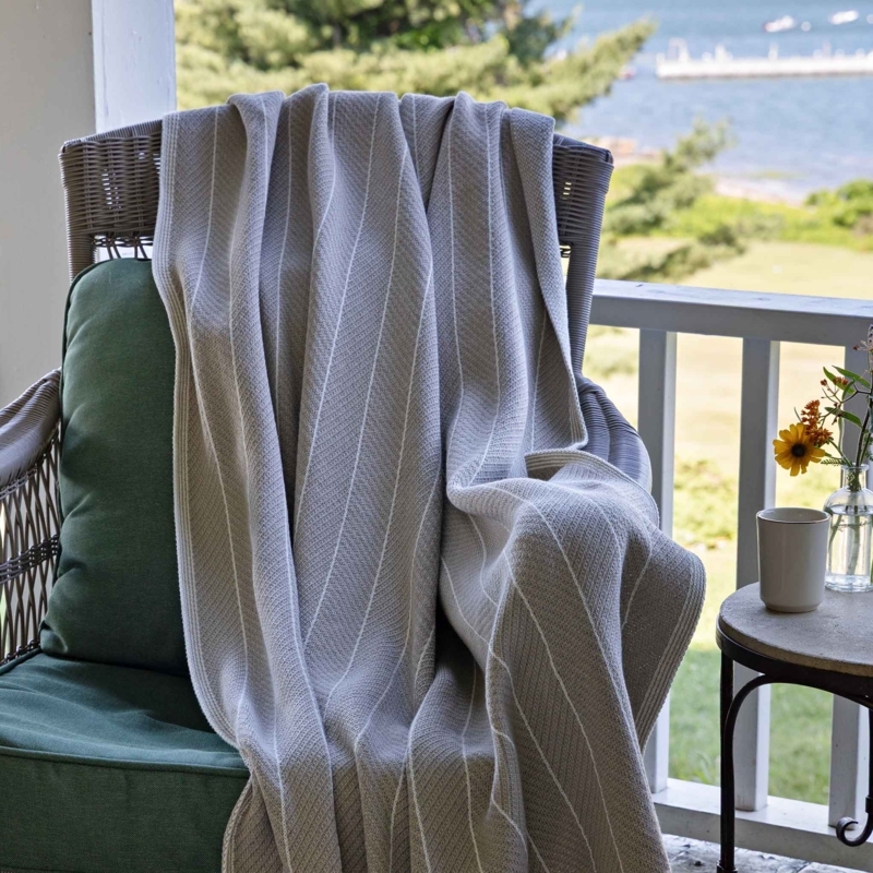 Throw Blanket: Minimalist Woven Decor with Herringbone Border