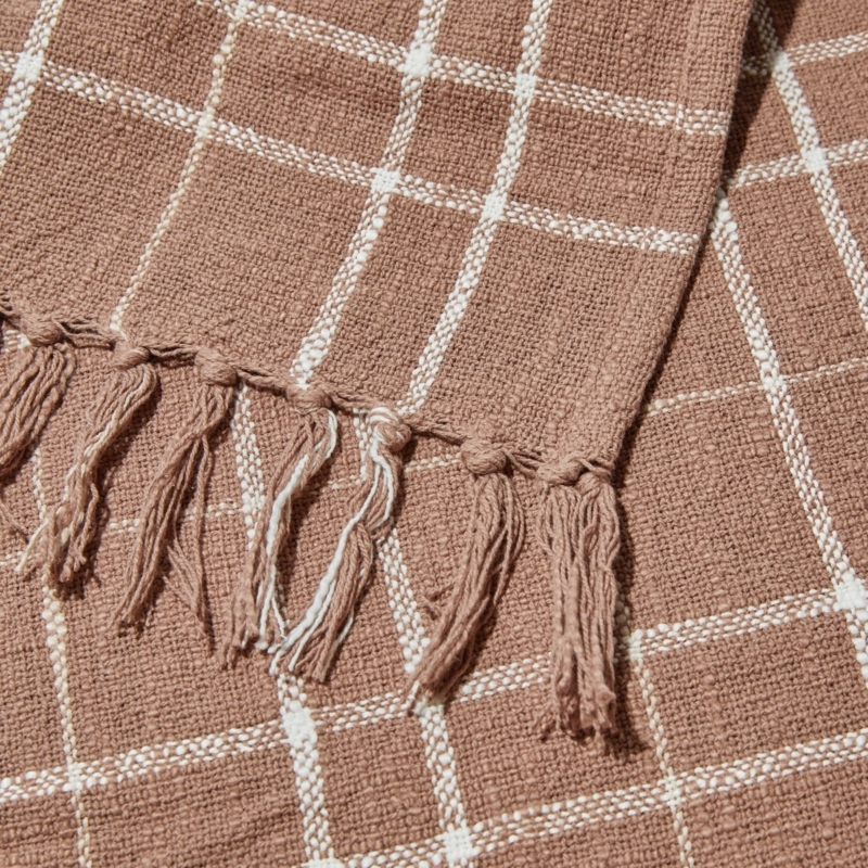Throw Blanket, Mocha Color with Minimalist Graphic. Scandinavian Style.