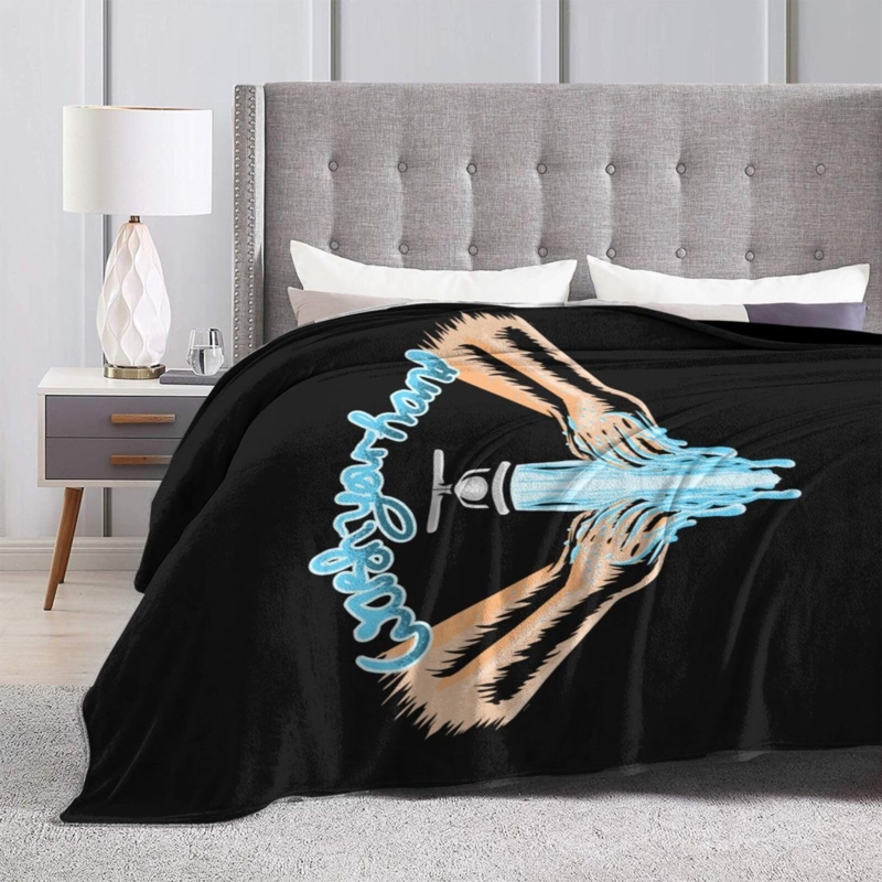 Throw Blanket Monochrome Graphic Laundry Care Design Quirky Decor