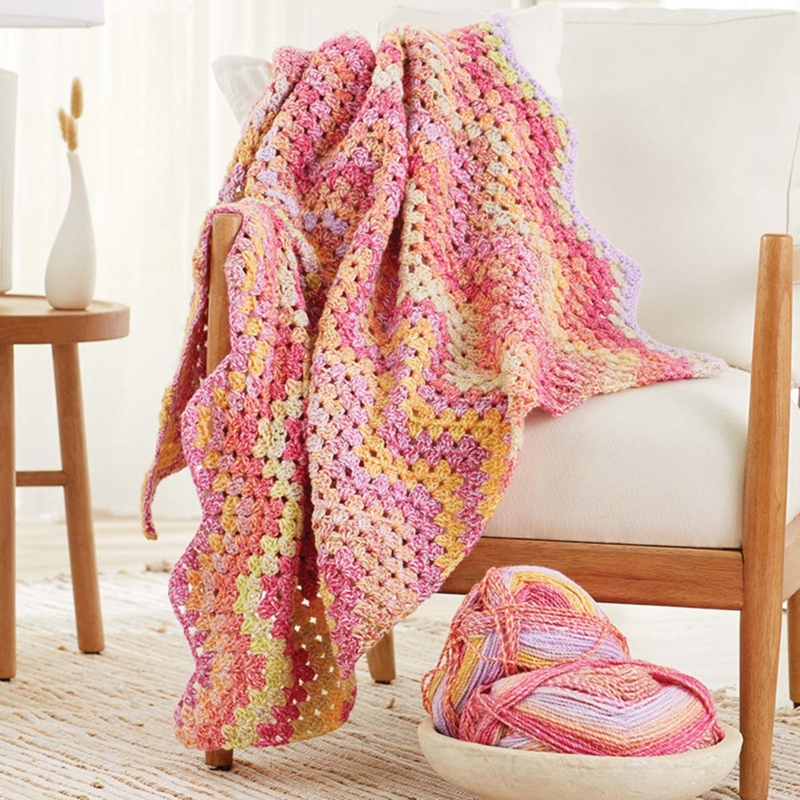 Throw Blanket: Multi-Colored Chevron Crochet with Cluster Stitch, Bohemian