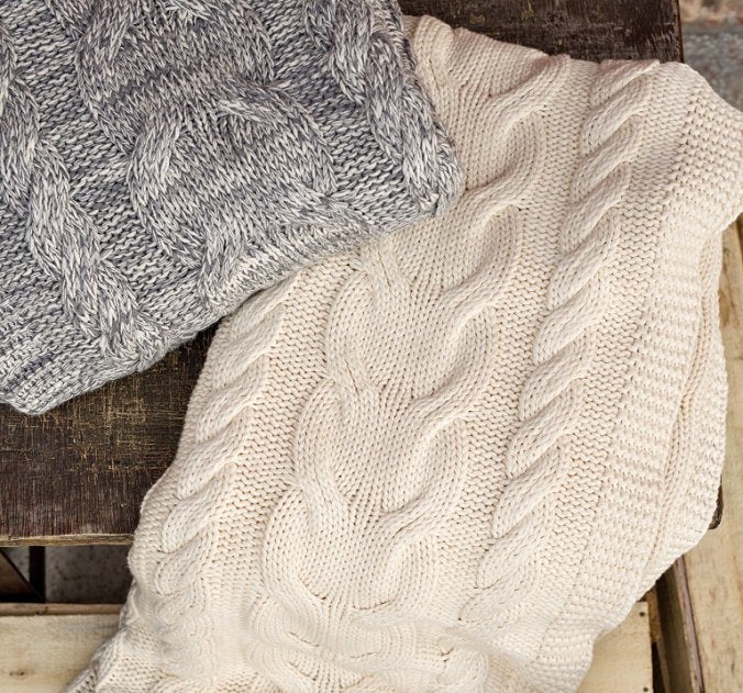 Throw Blanket Nautical Fisherman Sweater Style Throw Chunky Cable Knit