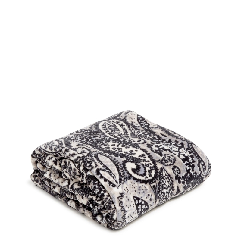 Throw Blanket Navy Pink Paisley Multicolor Floral Plush Traditional