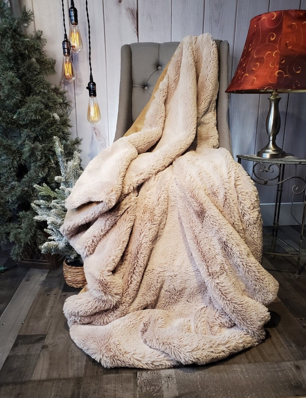 Throw Blanket Oat Milk Shaggy Pile Faux Fur Hygge Style Decor