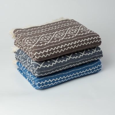 Throw Blanket Oversized Circles Twisted Fringe Black White