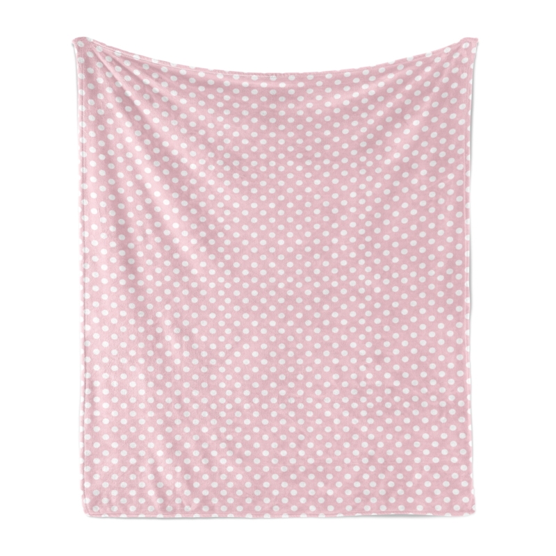 Throw Blanket Pale Pink Color Fleece-Like Traditional