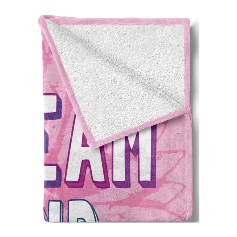 Throw Blanket Pink Floral Print Typography Art Plush Fleece Feminine