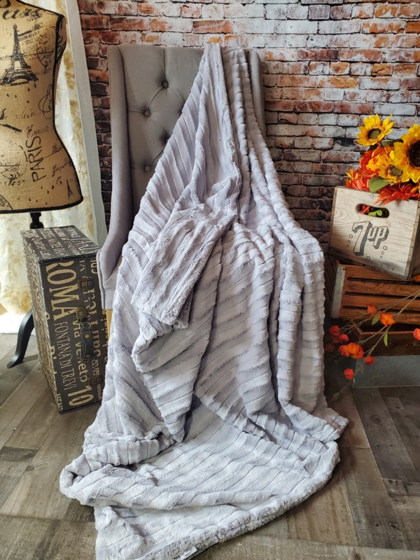 Throw Blanket Platinum Silver Metallic Sheen High Pile Glam Decor
