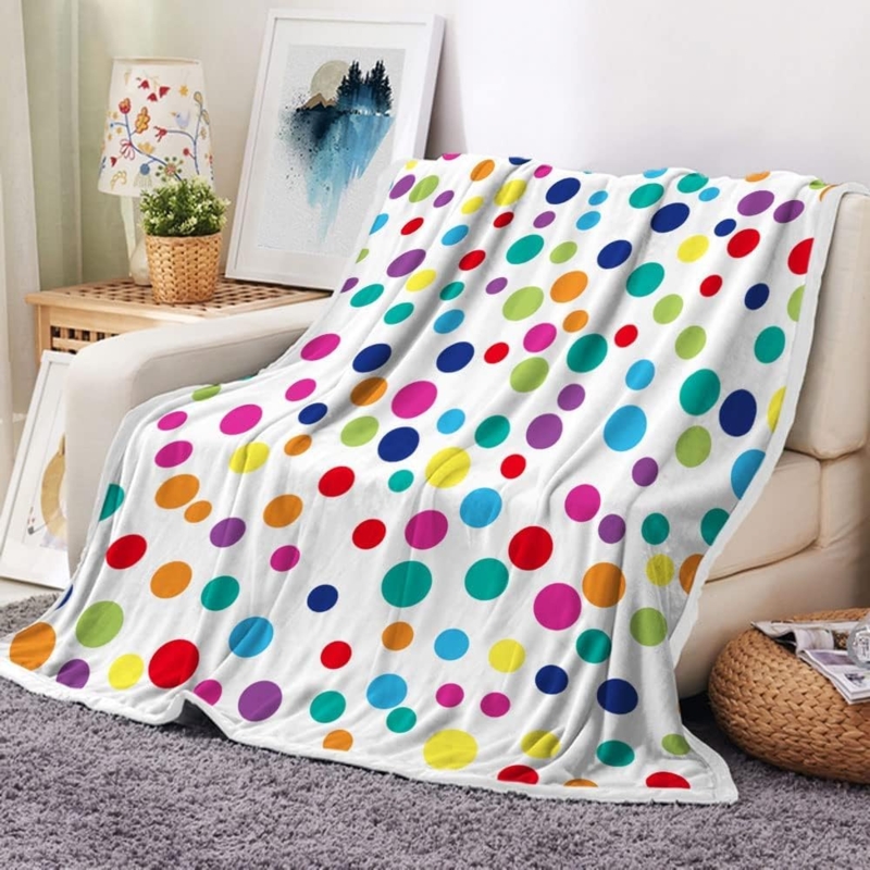 Throw Blanket Plush Colorful Polka Dots Playful Modern