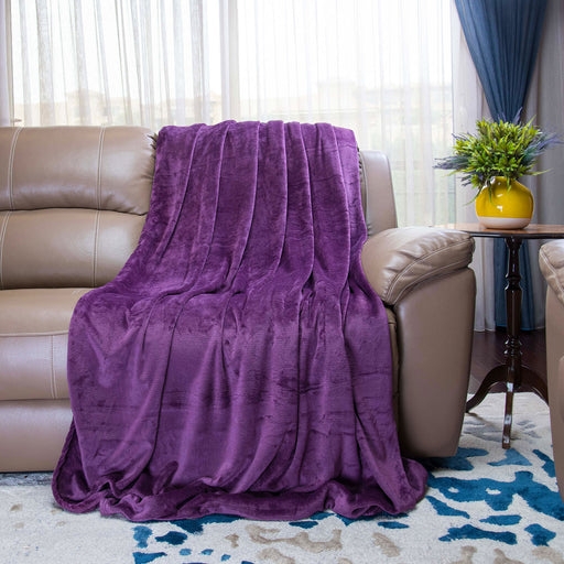 Throw Blanket, Plush Fleece Folded Design, Vibrant Purple Minimalist
