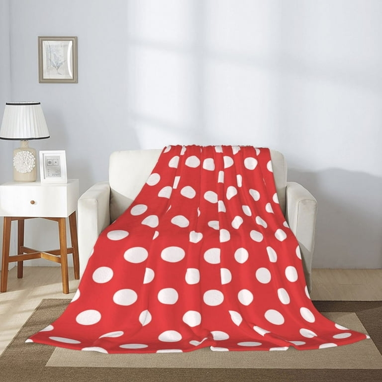 Throw Blanket Plush Fleece Red with White Accents Casual