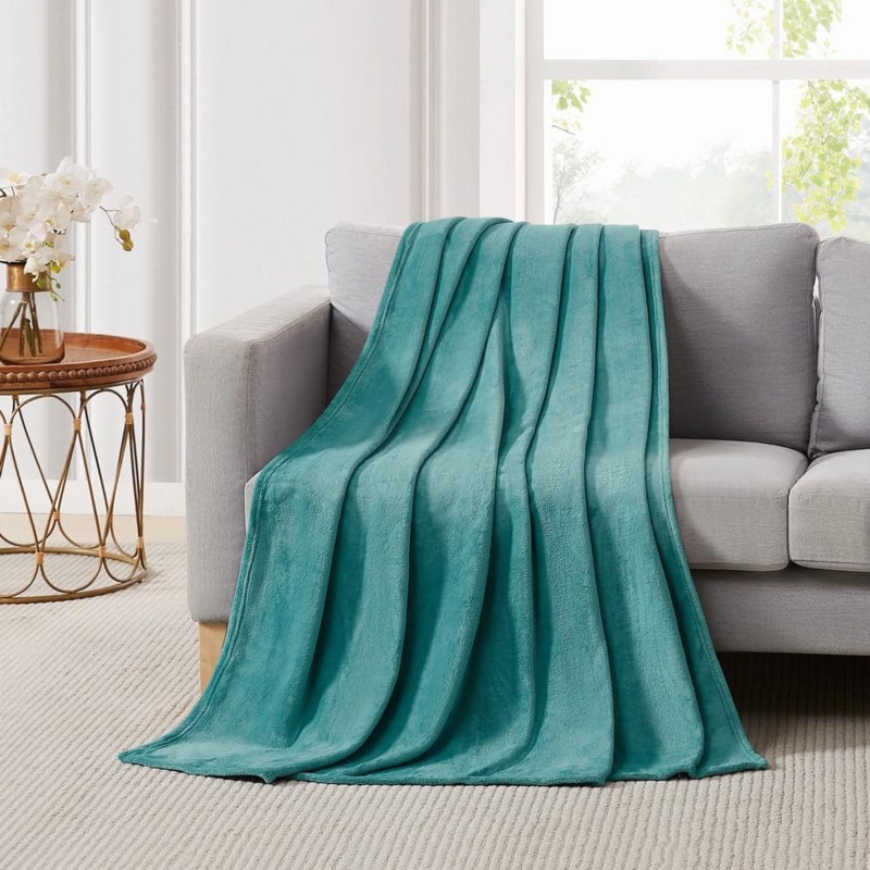 Throw Blanket, Popcorn Knit Texture, Deep Blue Plush, Textured Bedding Layer