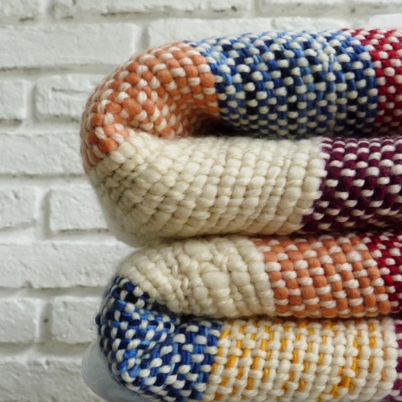 Throw Blanket Rainbow Wool-like Chunky Weave Fringe Bohemian Decor