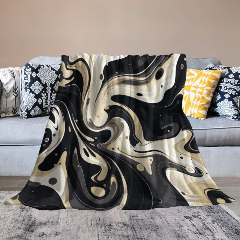 Throw Blanket Retro Liquid Swirl Micro Fleece Abstract Swirl Home Decor