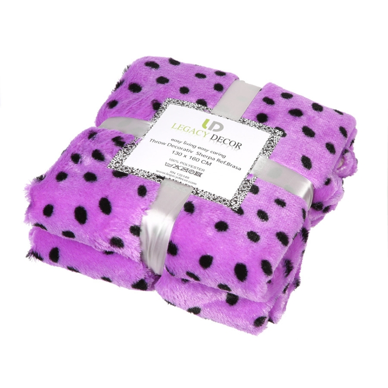 Throw Blanket Reversible White Sherpa Reverse Purple